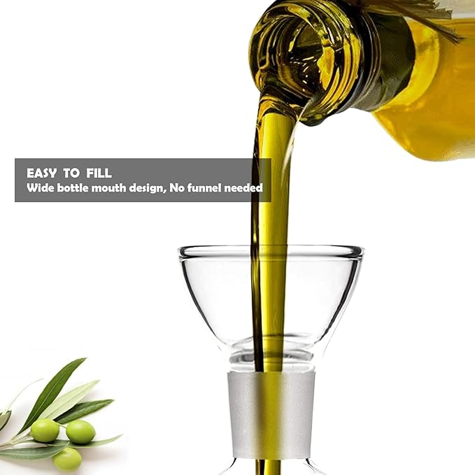 8 ounce/240 ml No Funnel Needed Olive Oil & Vinegar Dispenser Glass Cruet Decanter for Kitchen,Lab glassware seal handicraft Keeps Oil Fresh Longer