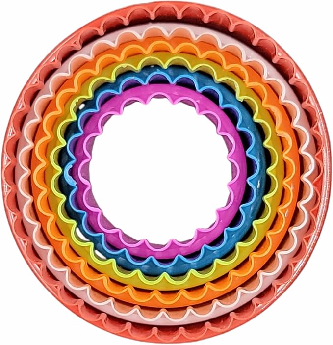 Handy Housewares 6pc Scalloped Biscuit/Cookie Dough Cutter Set, Round & Flower Edged, Dishwasher Safe, Plastic (3 Sets)