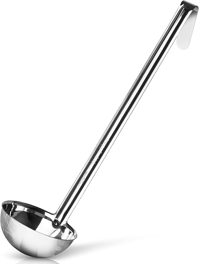 Whysko Soup Ladle Stainless Steel, 6 oz Metal Ladle Spoon, Rustproof Heat Resistant Materials for Cooking and Serving Soups and Sauces, Commercial Grade for Restaurants Catering and Kitchen Essentials