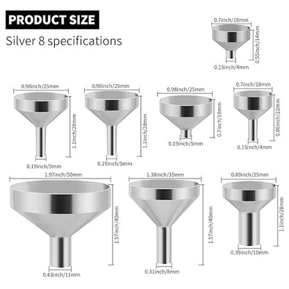 Small Metal Funnels Mini Funnel 8 Size Tiny Bottle Funnel, Miniature Atomizers, Flask, Perfume, Essential Oil, Powder, Micro Pet Capsule, Spice Jar - Image 2