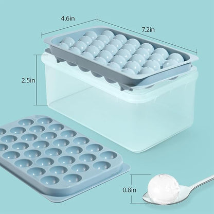 Ice Cube Trays with Lid and Bin, 0.8 IN Small Round Ice Cube Mold - Easy Release Stackable Ice Ball Maker for Cocktail,Whiskey and Drinks, BPA-Free(0.8in/64 balls&box) - Image 5