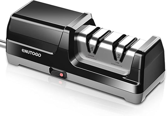Enutogo Knife Sharpener, Professional 2-Stages Eleltric Knife Sharpeners with Diamond Abrasives for 20-Degree Straight Edge, Knife Sharpener for Kitchen Knives with Sharpening and Polishing by ENUTOGO