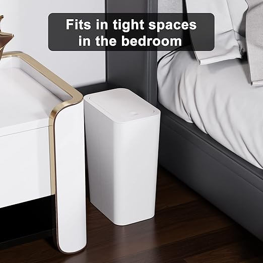 N. NETDOT Bathroom Trash Can with Lid 3 Pack Set,2 Packs 4Gal Slim Kitchen Trash Can and 1 Pack 2.6Gal Garbage Can,Small Trash Bin/Waste Basket for Bedroom,Office(Off White) - Image 5