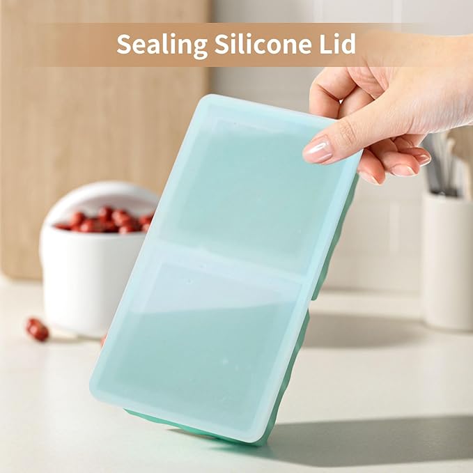 Silicone Freezer Tray for Soup Ice Cubes: 2-Cup Freezing Tray with Lid for Meal Prep - 2Pack Silicon Soup Portion Freeze Trays Make Stock Souped Ice Cube - Image 6