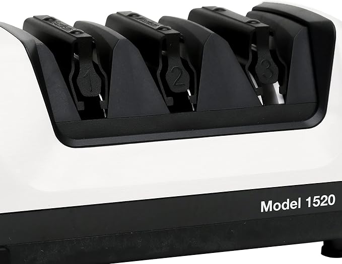 Chef’s Choice Professional Electric Knife Sharpeners for 15- and 20-Degree Straight-Edge and Serrated Knives with Diamond Abrasives & Precision Angle Control, 3-Stage, White - Image 3