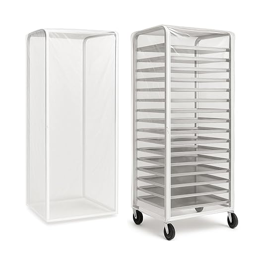 Bun Rack Cover – Transparent PVC with 4 Sided Zippers – Universal 20 Tier Sheet Pan & Speed Rack Cover – Heavy Duty, Waterproof & Dustproof Bread Rack Cover Bakery Rack Cover by Unknown