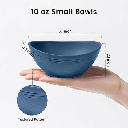 Wheat Straw Small Bowls Set of 4 - Unbreakable Snack Bowl, Dessert Bowl, 10 OZ Plastic Bowls Reusable, Microwave and Dishwasher Safe for Kitchen (Multicolor)