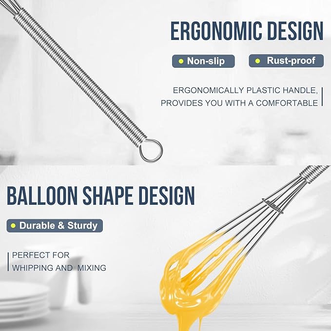 Eddeas Small Whisk Stainless Steel, Mini wire whisk 3 Pieces, 5in, 6in & 7in Tiny Whisks Perfect for Whisking, Beating, Mixing Sauces & Blending Ingredients. - Image 6