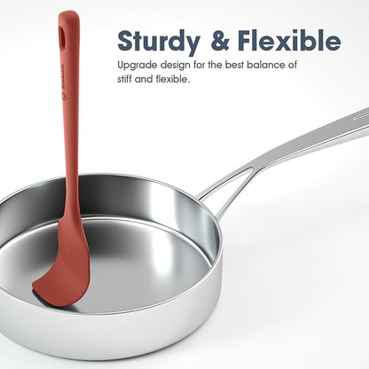 ChefAide 5 Pieces Silicone Spatula Set, Food Grade Rubber Spatula, Upgrade Strong Handle with Ergonomic Grip, Heat Resistant Up to 600°F for Nonstick Cookware, Cooking - Image 5