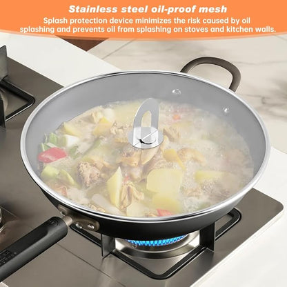 Splatter Screen for Frying Pan, 3 Pack (13/11.5/10 in) Stainless Steel Extra-Fine Mesh Grease Splatter Guard with Fold-Flat Knob, Dishwasher Safe - Image 2