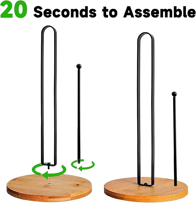 Wood Paper Towel Holder Countertop, TONLEA Kitchen Paper Towel Holder FreeStanding with Non-Slip Base for Kitchen and Bathroom Organization - Image 3