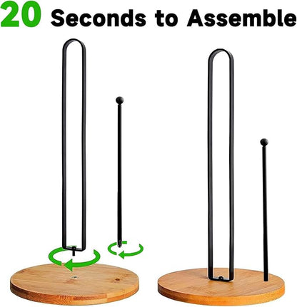 Wood Paper Towel Holder Countertop, TONLEA Kitchen Paper Towel Holder FreeStanding with Non-Slip Base for Kitchen and Bathroom Organization - Image 3