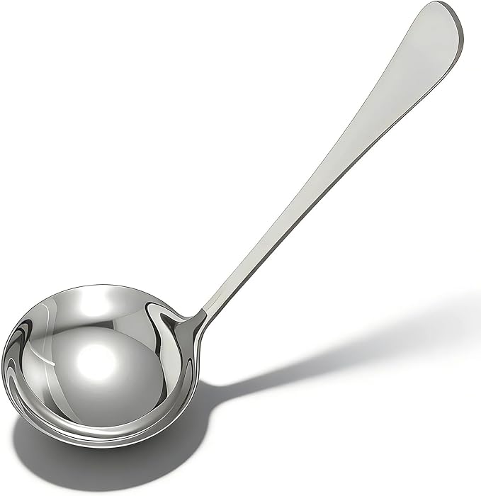 Jeffdad Gravy Ladle, Stainless Steel Sauce Soup Ladles 7.1‘’ Gravy Ladles Silver Polished Kitchen Utensil for Spooning GravySauce Soup