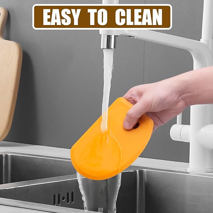 Sapid Flexible Curved Edge Silicone Bowl Scraper(5.98"×4.3"), Food Grade Dough Scraper for Baking Sourdough Bread, Cake, Bench Scrapers, Multipurpose Kitchen Dish Scrapers, Easy to Clean (1, Orange) - Image 7