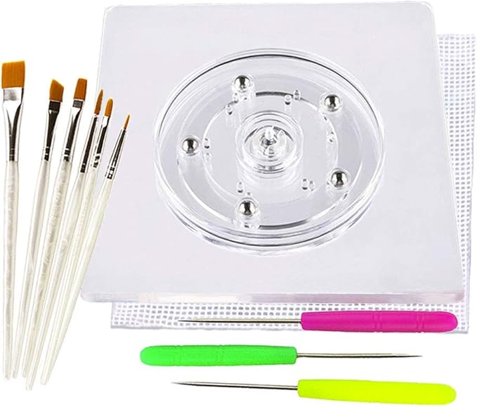 Sugar Cookie Decorating Tools - Acrylic Turntable, 6 Decoration Brushes, Anti-Slip Silicone Mat & 3 Cookie Scribe Needles