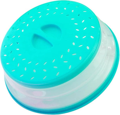 Collapsible Microwave Splatter Cover, Microwave Plate Cover With Steam Vent，BPA-Free Silicone & Plastic (Sky blue, 10.5IN)