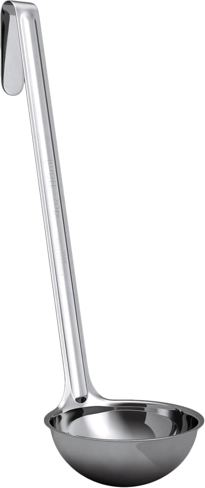 Super Sturdy, Ergonomic 4 Oz. Soup Ladle 1 Pk. Stainless Steel Ladles with Long Handles. Best Kitchen Accessories for Stirring, Portioning and Serving Soups, Chili and Stew in Restaurants and at Home by FoodRestaurantSupplies
