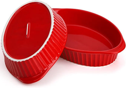 Foraineam 4 Pcs 15 oz Porcelain Oval Baking Dish Set, 8.7 x 5.3 x 1.7 inch Oven Safe Au Gratin Pans Small Table Serving Dishes, Lasagna Pan Crème Brulee Bakeware Set with Double Handles