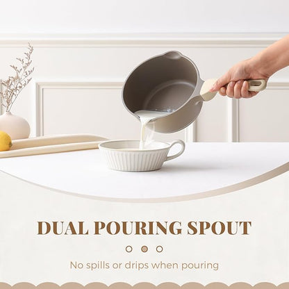 PRICUSIS Nonstick Saucepan with Lid, 2.7 Quart Sauce Pan, Healthy Sauce Pot with Pour Spouts for Multipurpose Use, PFOA Free, Induction Compatible, Apricot - Image 4