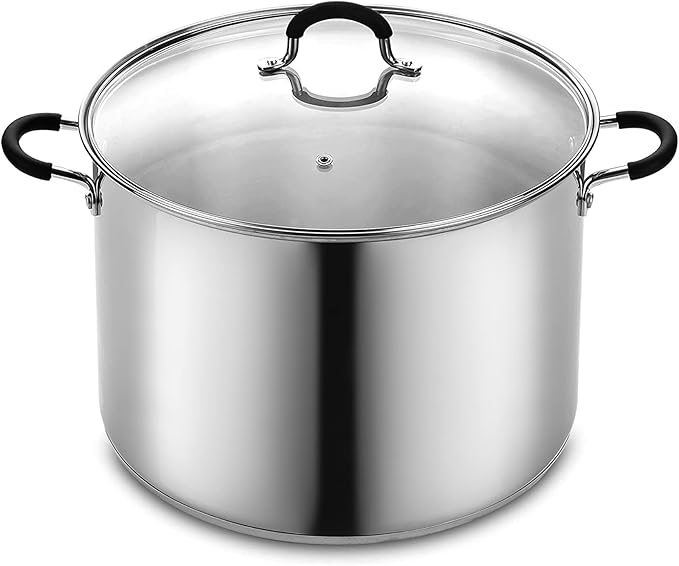 Cook N Home Stockpot Large pot Sauce Pot Induction Pot With Lid Professional Stainless Steel 24 Quart, with Stay-Cool Handles, silver by CookNHome
