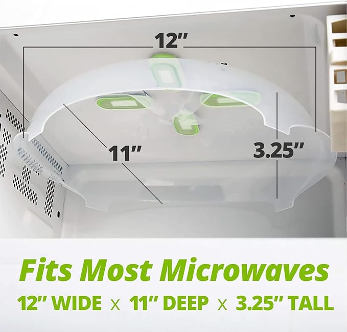 HOVER COVER Magnetic Microwave Cover for Food | Clear Microwave Splatter Cover | Microwave Plate Cover with Steam Vents | Food Grade Dish Cover | BPA-Free | Dishwasher Safe | Green - Image 3