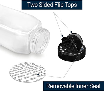 ROYALHOUSE 6 PACK 32 Oz with Black Cap, Plastic Spice Jars Bottles Containers, Perfect for Storing Spice, Herbs and Powders, Lined Cap, Safe Plastic, PET, BPA free, Made in the USA - Image 3