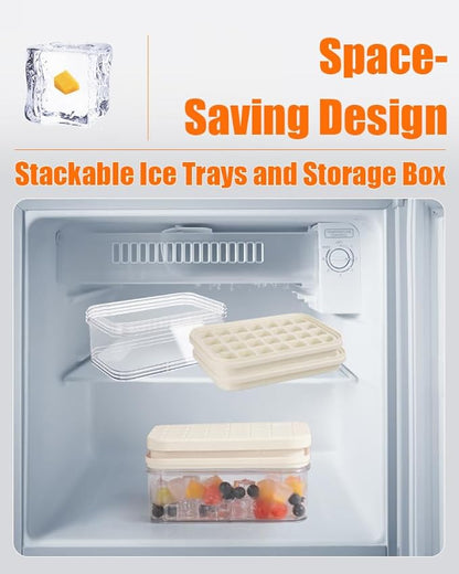Brigii Ice Cube Tray with Lid&Bin, Ice Cube Mold with 56 Cubes, Stackable Ice Trays for Freezer with Easy-Release Silicone Bottom, for Drinks, Coffee, cocktail - Image 5
