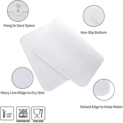 MicoYang Silicone Dish Drying Mat for Multiple Usage,Easy clean,Eco-friendly,Heat-resistant Silicone Mat for Kitchen Counter or Sink,Refrigerator or Drawer Liner Translucent 3XL 28 inches x 18 inches - Image 4
