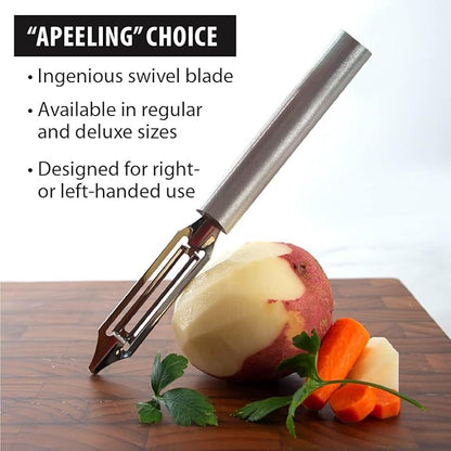 Rada Cutlery Deluxe Vegetable Peeler (R141), 2" Stainless Steel Swiveling Blade, Silver Handle, Pack of 2