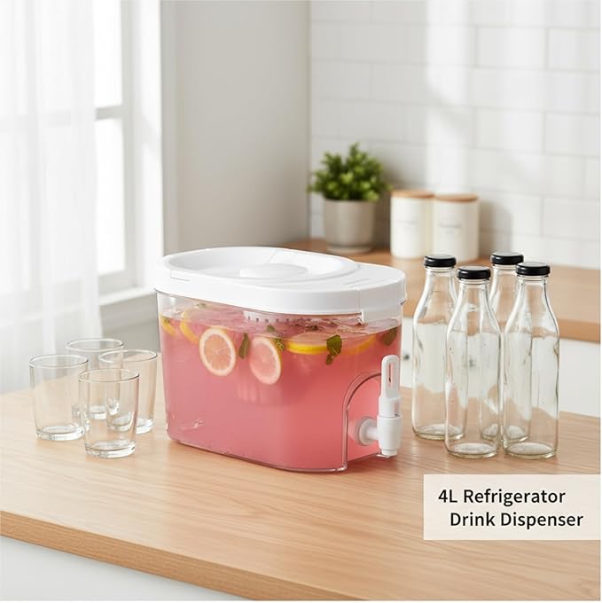 GLEAVI Beverage Dispenser with Spigot: Family Fridge Pitcher - Drink Container for BBQs & Soccer Tailgating (1-Gallon/135oz)