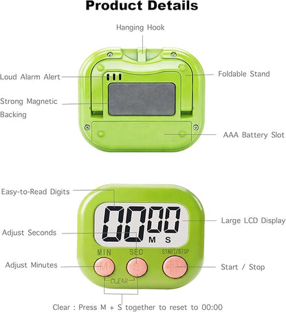 Digital Timer for Classroom Teachers Students, Magnetic Kitchen Countdown Timer, Easy Timers for Kids Homework Study Cooking Gym Game, 6 Pcs - Image 9