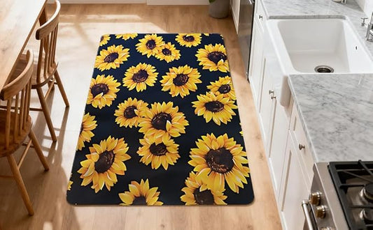 Dish Drying Mat Foldable Fall Kitchen Drying Mat Absorbent Sink Mat Multi-Purpose Coffee Pad Easy To Clean,Kitchen Gadgets,sunflower decor(sunflower) (17*47inches)