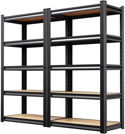 (2-Pack) 71" H-28 W-12 D Garage Shelving - 5 Tier Heavy Duty Metal Storage Shelves, Adjustable Steel Rack Units, Industrial Utility Shelving for Pantry, Basement, Warehouse & Home Organization