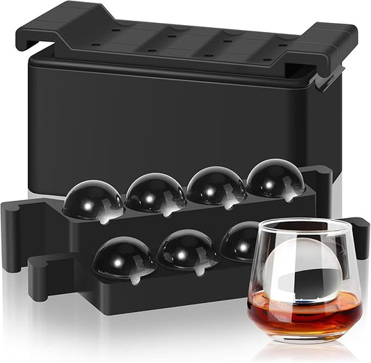 Mooues Clear Ice Cube Maker, 8 Large Whiskey Ice Cubes Mold, 2 Inch Silicone Ice Cube Tray, Easy-Release Sphere Ice Maker,Bourbon Gifts For Men Dad Boyfriend Boss Who Have Everything