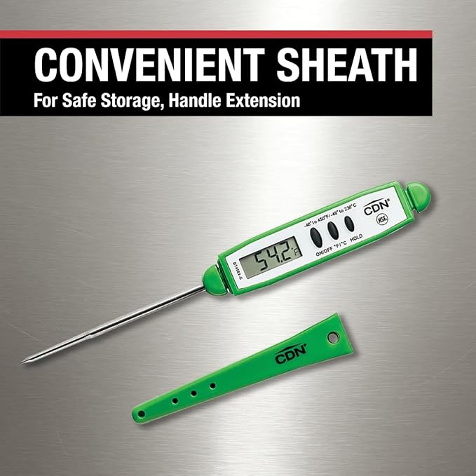 CDN ProAccurate® Instant Read Digital Pocket Thermometer with 2.75" Stainless Steel Tip for Accurate Temperature Measurement, Green (DT450X-G) - Image 5