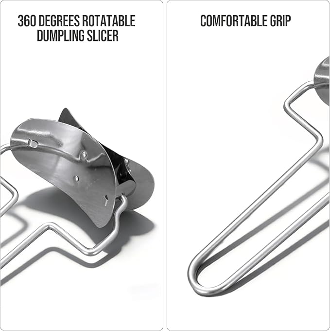 2 Pieces Stainless Steel Pastry Rolling Cutter Circle Dough Blade Roller Dumpling Wrapper Mould Pie Ravioli Empanada Pierogi Calzone Making Tools for Home Kitchen, DIY, Gift(2 pcs Rolling Cutter)