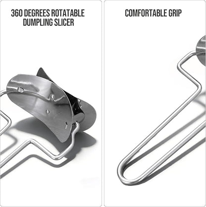 2 Pieces Stainless Steel Pastry Rolling Cutter Circle Dough Blade Roller Dumpling Wrapper Mould Pie Ravioli Empanada Pierogi Calzone Making Tools for Home Kitchen, DIY, Gift(2 pcs Rolling Cutter)