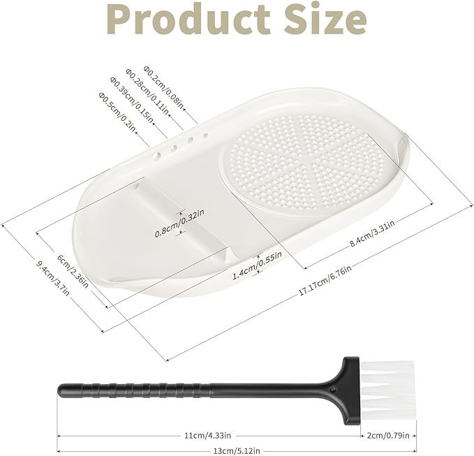 WhiteRhino 4 in 1 Ceramic Garlic Grater with Egg Cracker,Spoon Rest and Herb Stripper, Ginger Grater Plate for Grinding Wasabi Fruits Vegetables Ginger Garlic Cheese(6.76inx3.7in) - Image 3