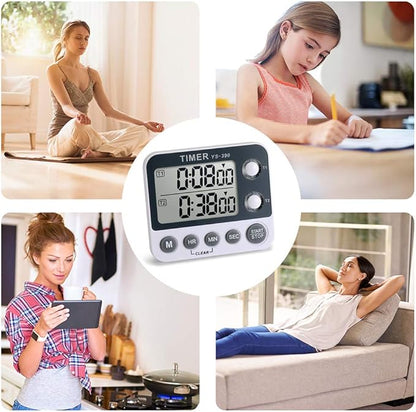HomeMall Digital Kitchen Cooking Timer, Dual Count Up & Down with Magnetic Back, Large Display, Adjustable Volume and Flashing Alarm Light, ON/Off Switch Stopwatch, Battery Included - Image 5