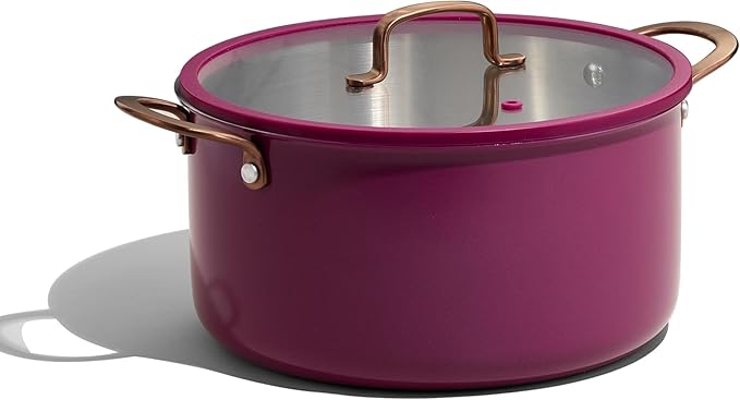 CAROTE 8QT Full Clad Tri Ply Stainless Steel Stock Pot with Lid, Kitchen Stockpot Soup Pot, Outer Ceramic Layer, Even Heating, All Stoves Compatible, Oven & Dishwasher Safe, Stay Cool Handle, Purple by CAROTE
