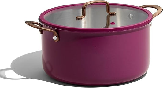 CAROTE 8QT Full Clad Tri Ply Stainless Steel Stock Pot with Lid, Kitchen Stockpot Soup Pot, Outer Ceramic Layer, Even Heating, All Stoves Compatible, Oven & Dishwasher Safe, Stay Cool Handle, Purple by CAROTE