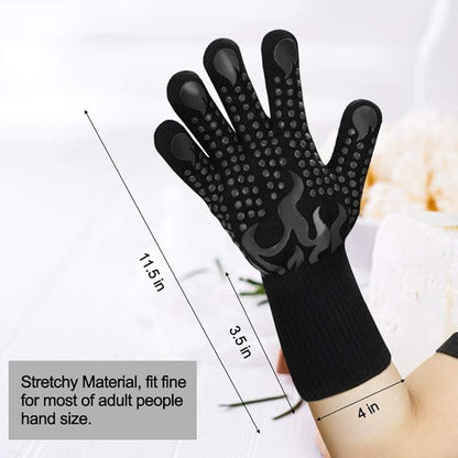 Comsmart BBQ Gloves, 1472F Heat Resistant Silicone Non-Slip Oven Mitts, Long Kitchen Gloves Perfect for Grilling, Cooking, Baking, Cutting - Image 3