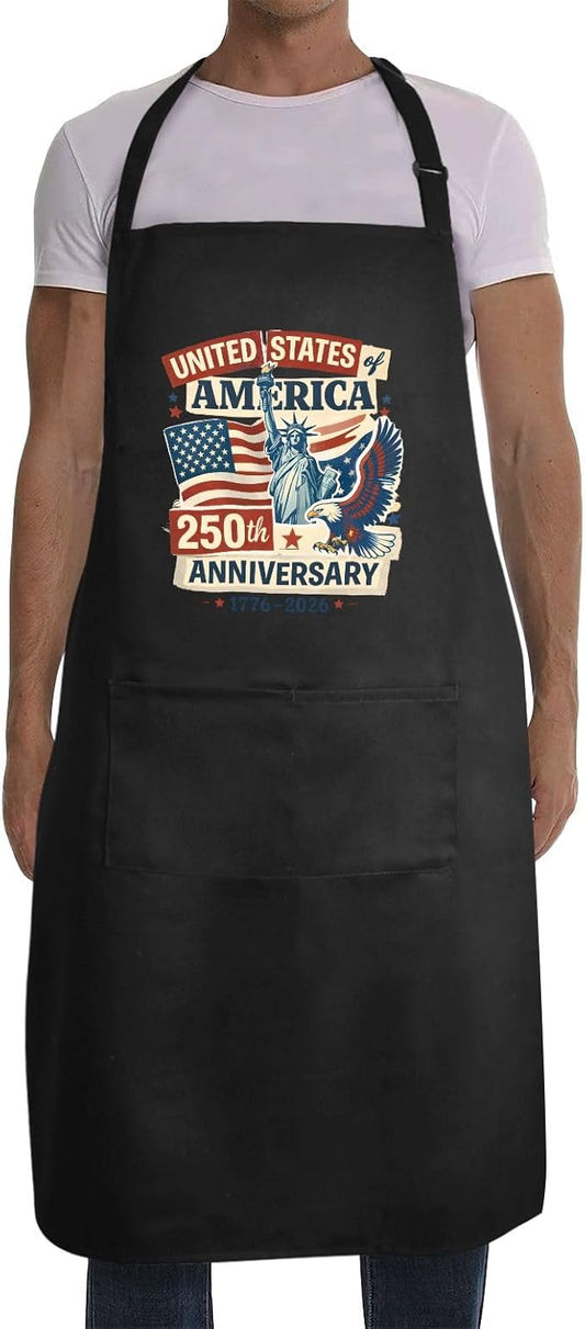 Us 250 Years Of Freedoms Apron With Pocket For Mens