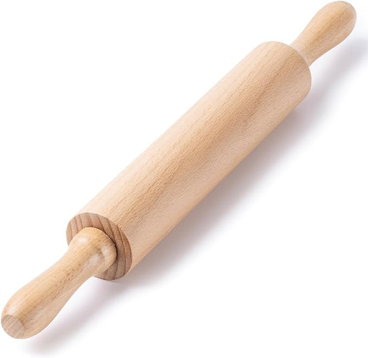 AISOSO Rolling Pins for Baking, 15.75 Inches Wooden Rolling Pin with Handles, Classic Nonstick Dough Roller for Fondant Pizza Pie Crust Cookie Pastry, Kitchen Baking Essentials, Light Yellow by Aisoso