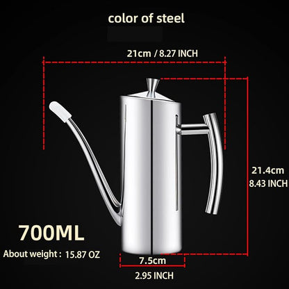 KSENDALO Stainless Steel Olive Oil Dispenser - 24oz/700mL Leakproof Oil Bottle, Premium One-Piece Design with Long Narrow Spout, Vertical Handle Kitchen Cruet for Precision Pouring - Image 2