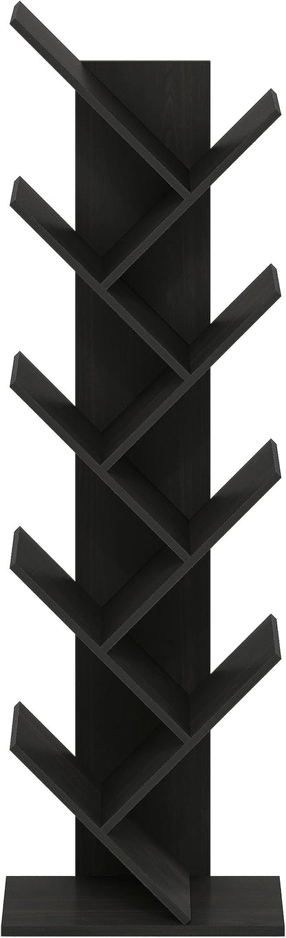 Furinno TREE Book Shelf, 9-Tier Bookshelf, Tree Bookcase with Angled Open Shelf, 8.4 x 15.7 x 50.9, for Room Decor, for Living Room, Bedroom, Home Office, Espresso - Image 6