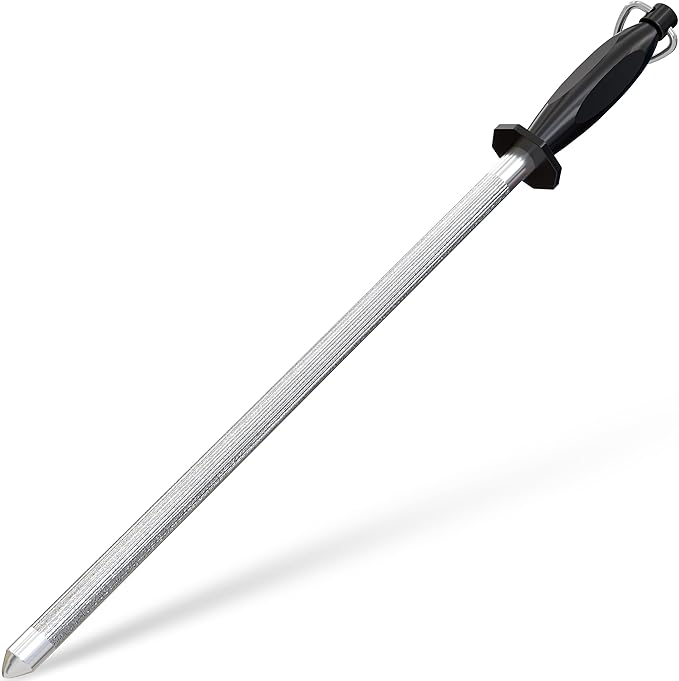 Utopia Kitchen Knife Sharpener Rod 12 Inch, Professional Honing Rod for Knife Sharpening with Hanging Hook, Black by UTOPIAKITCHEN