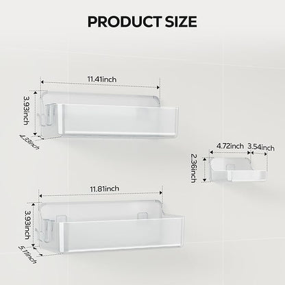 Nieifi Adhesive Wall Shelf, Shower Shelves, Shower Organizer for Bathroom Organization (A-Clear, 3 pieces)
