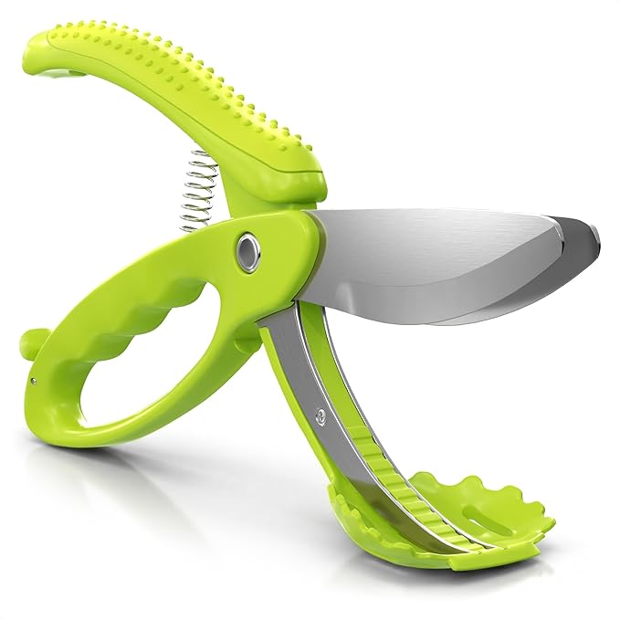 Salad Scissors for Chopped Salad – Multiblade Food Scissor Chopper With Spring-Loaded System & Anti-Slash Head for Fast Double Cutting – 8.9" Handy Size Lettuce Chopper, Stainless Steel Blades by LIBERHAUS