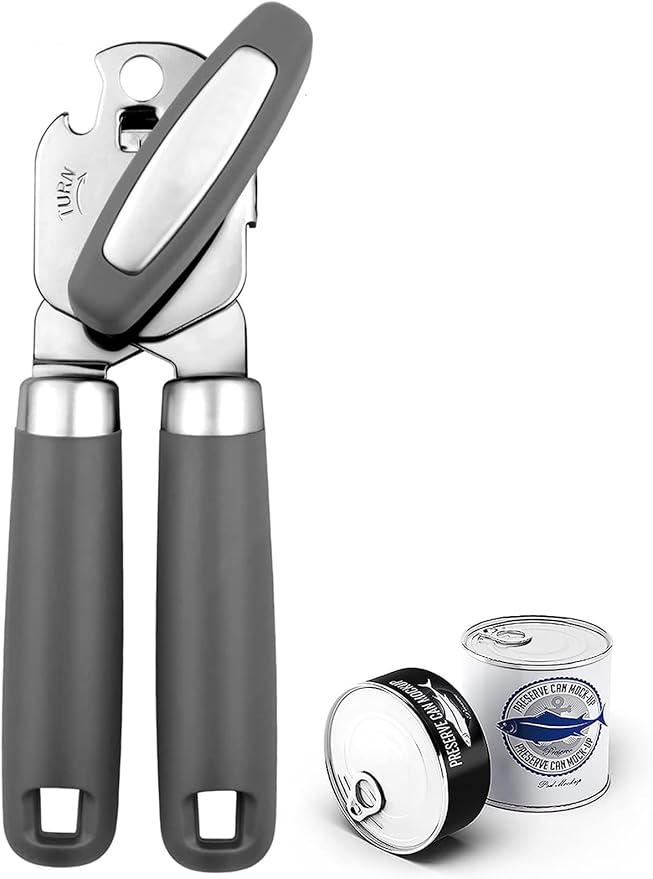 Can Opener,Professional 3-In-1 Multifunctional Manual Can Openers Bottle Opener,Kitchen Durable Stainless Steel Heavy Duty Can Opener Smooth Edge for Kitchen Seniors Friendly by OUTWAY